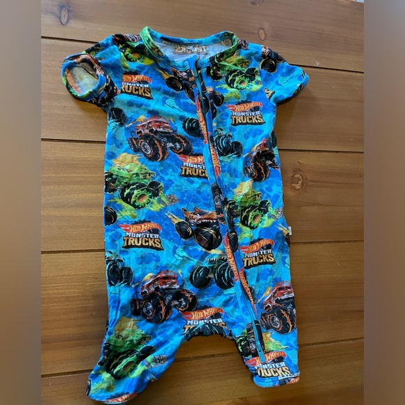 Posh Peanut Other - Posh Peanut collaboration with Hot Wheels bamboo monster truck zippered romper